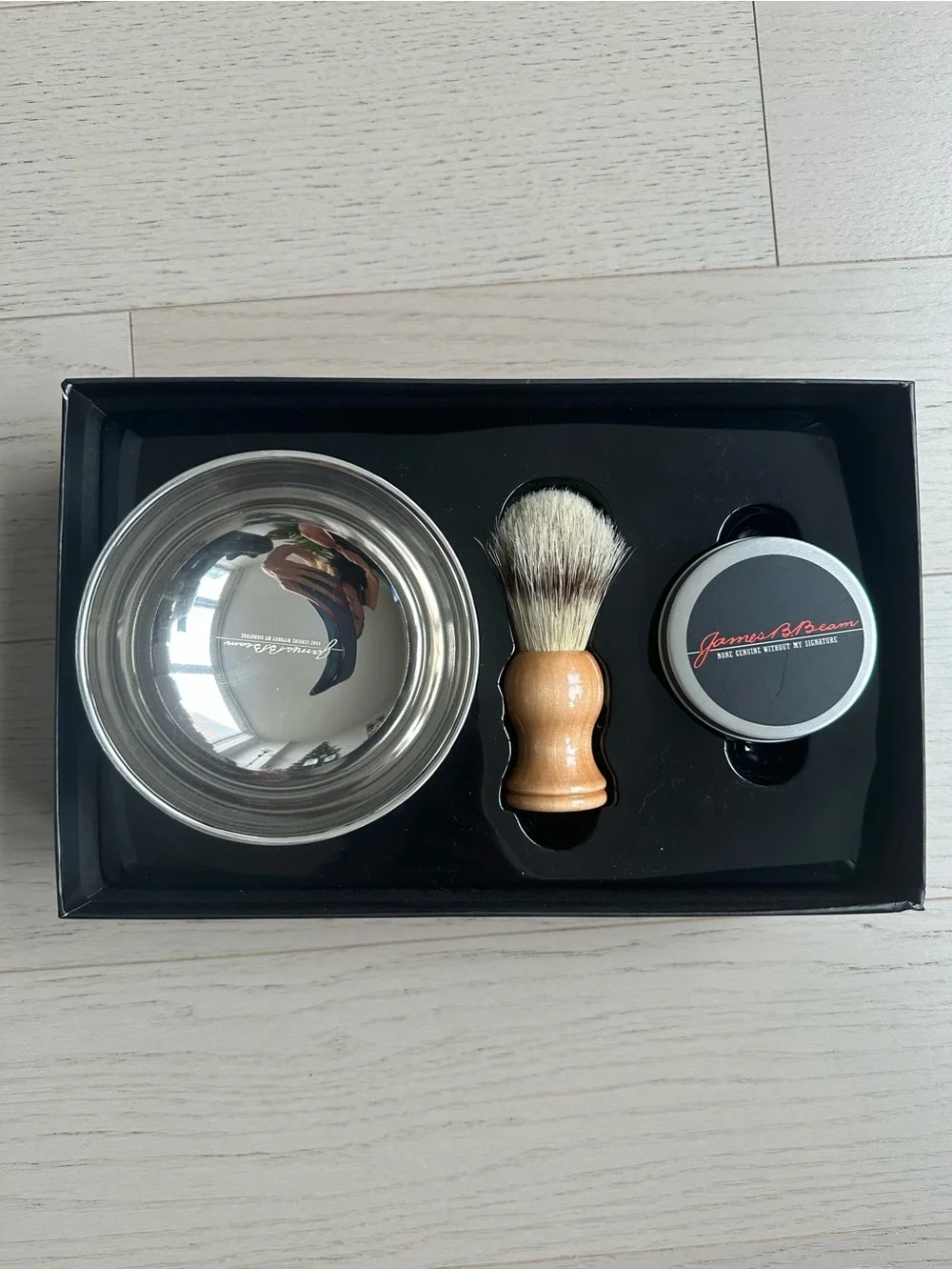 Men's Shaving Set - Wood Handle & Silver Bowl (Brown)